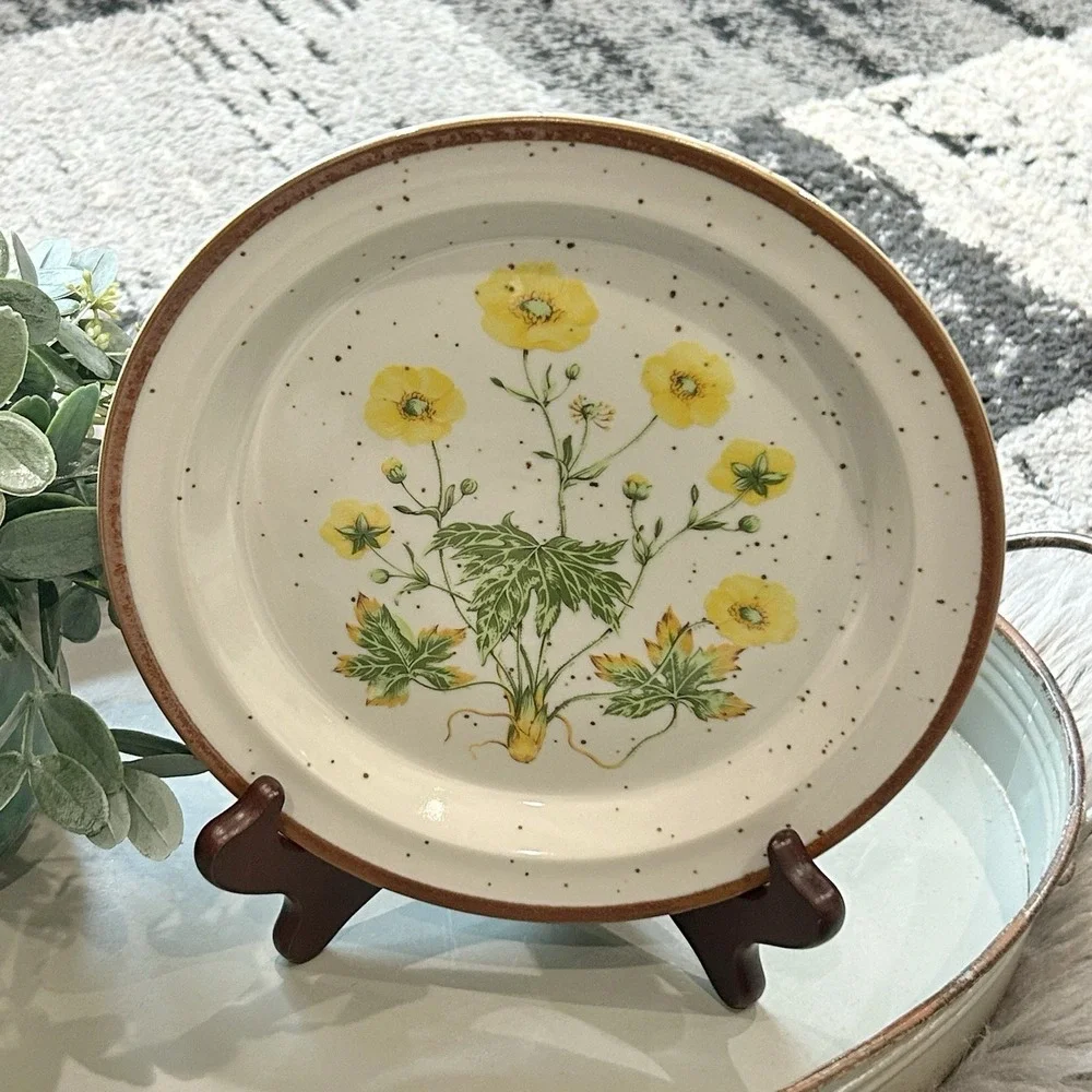 Vtg Buttercup Plate Royal Domino Japan Botanical Garden Set 8